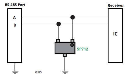 应用电路图 - Littelfuse SP712 640 W不对称TVS二极管阵列